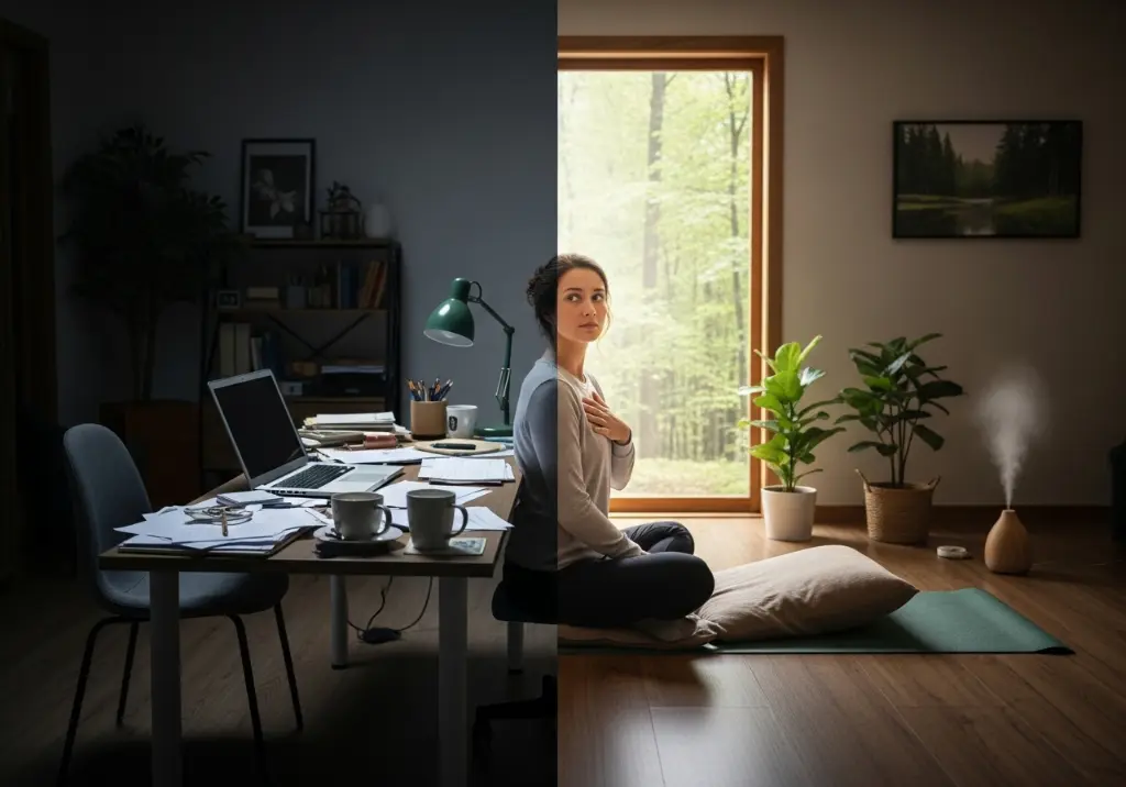 Persona practicando mindfulness para transformar hábitos