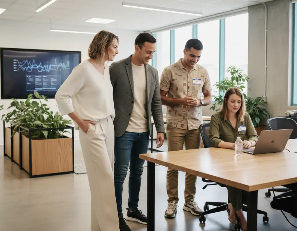 Equipo de RRHH observando la plataforma de mindfulness para empresas de Mentes Tranquilas Hub