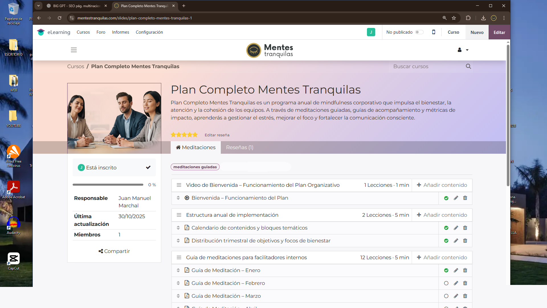 Plataforma digital de mindfulness corporativo Mentes Tranquilas Hub