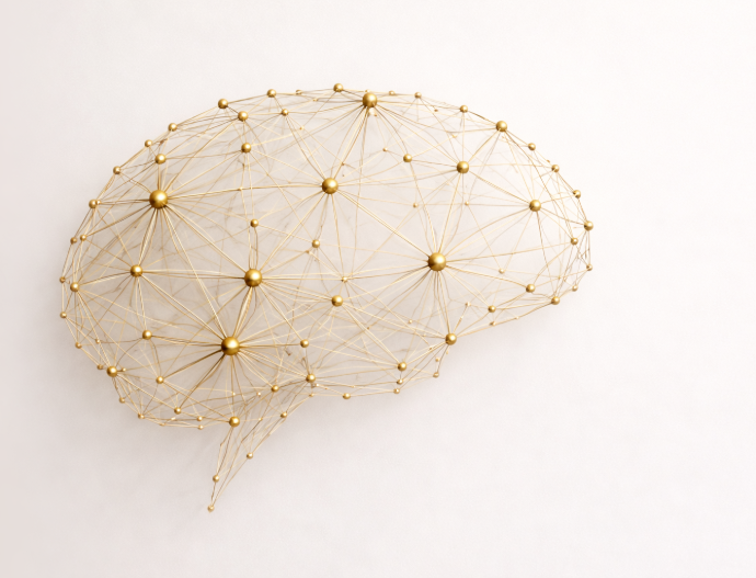 Cerebro formado por nodos interconectados que representa la arquitectura del bienestar corporativo en una organización Cerebro formado por nodos interconectados que representa la arquitectura del bienestar corporativo en una organización